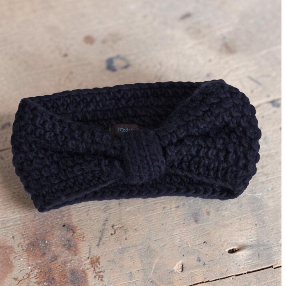 Nordstrom Tasha Bow Dark Blue Crochet Knit Head Warmer Headband